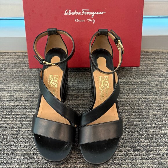 Salvatore Ferragamo Lev Stacked Platform Sandal - WORN ONCE - Picture 1 of 5